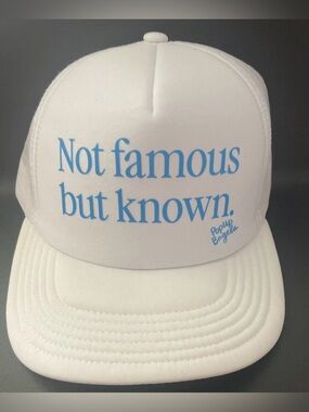 Brand new Popup Bagels Hat Not Famous But Known white w turquoise